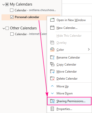 share calendar permissions in outlook for mac